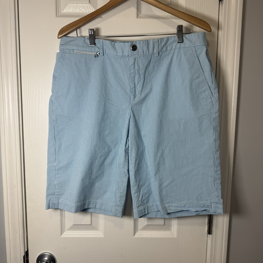Ralph Lauren Blue White Stripe Chino Shorts Women's Size 12‎ Classic Casual
